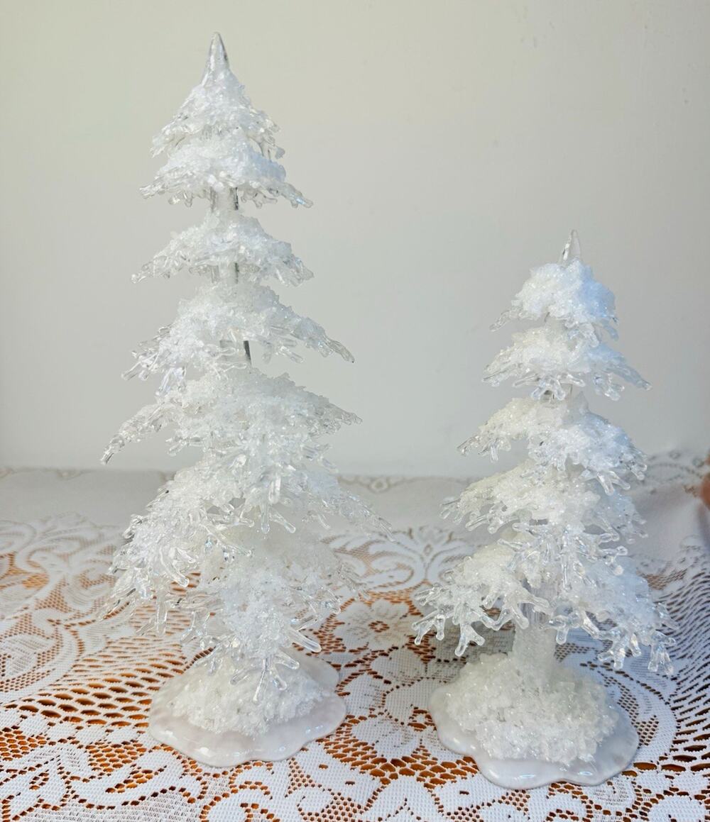 Dept 56 Christmas Village Icy Winter Trees Set of 2 Resin Boxed 2000